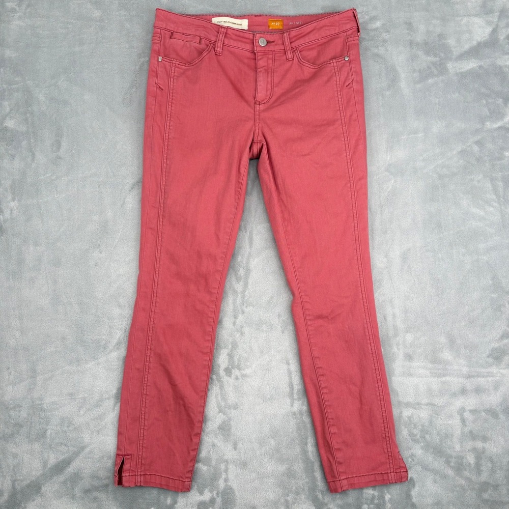 Pilcro and the Letterpress Pants Womens 27 (Fits 30x26) Pink Stet Slim Fit Ankle